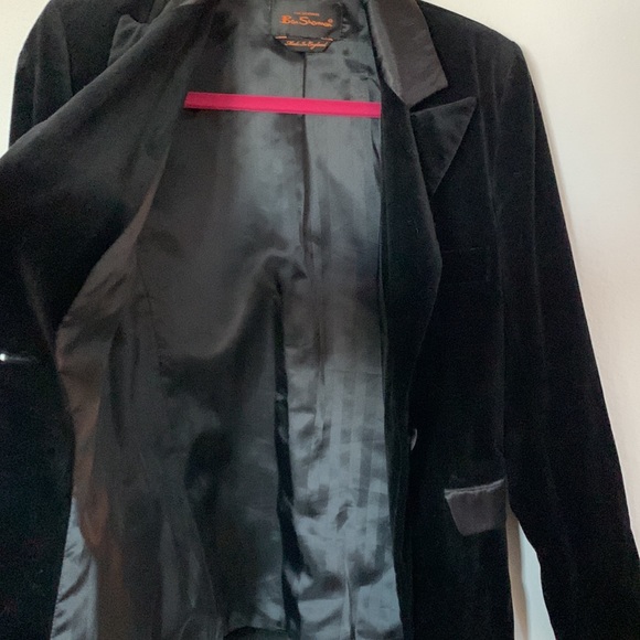Womens Ben Sherman Velvet & Satin Fitted Black Tuxedo Jacket / Blazer - Picture 5 of 11